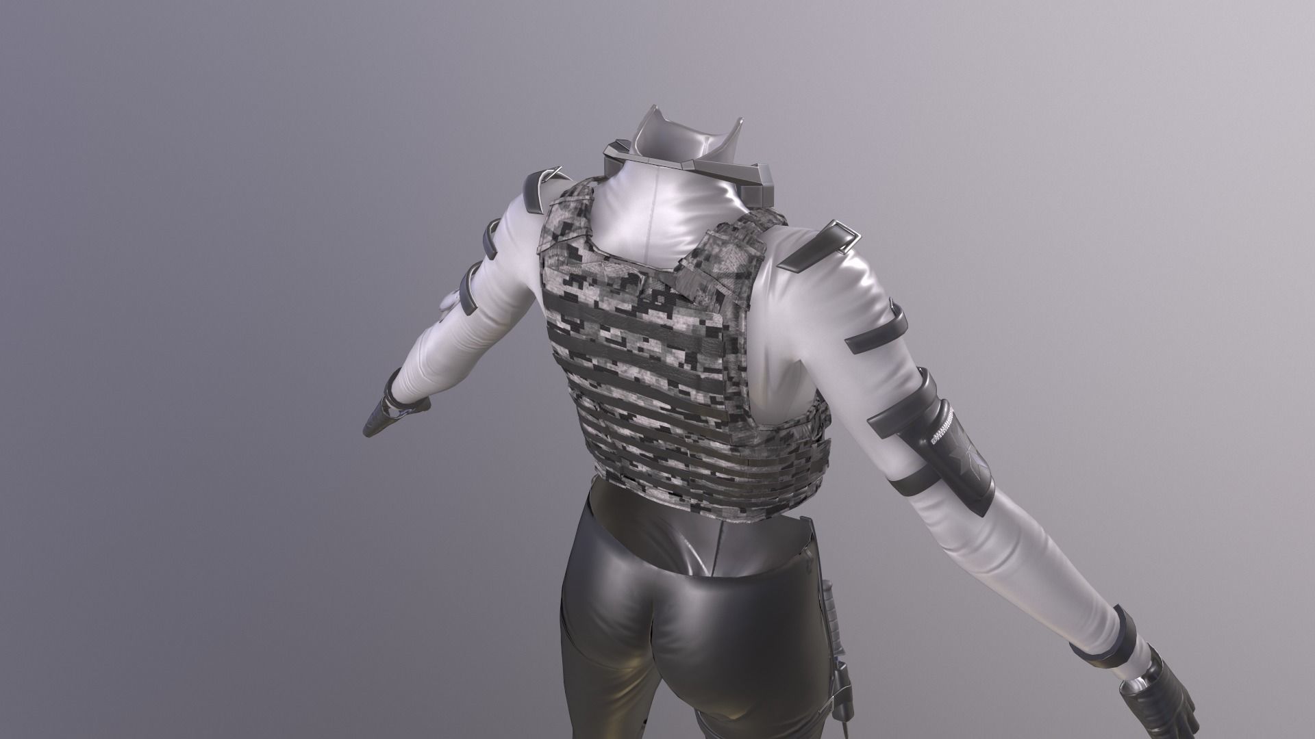 Female military spy cloth Low-poly 3D model_8