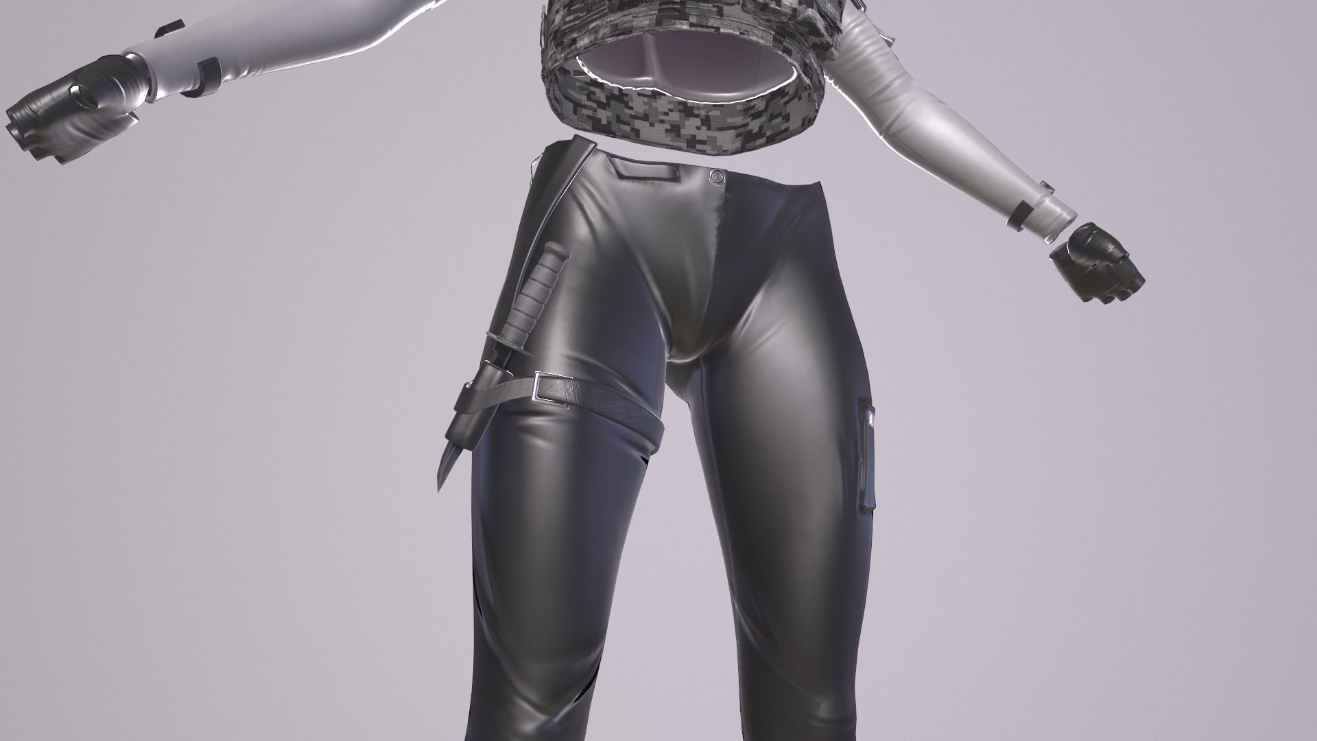 Female military spy cloth Low-poly 3D model_15