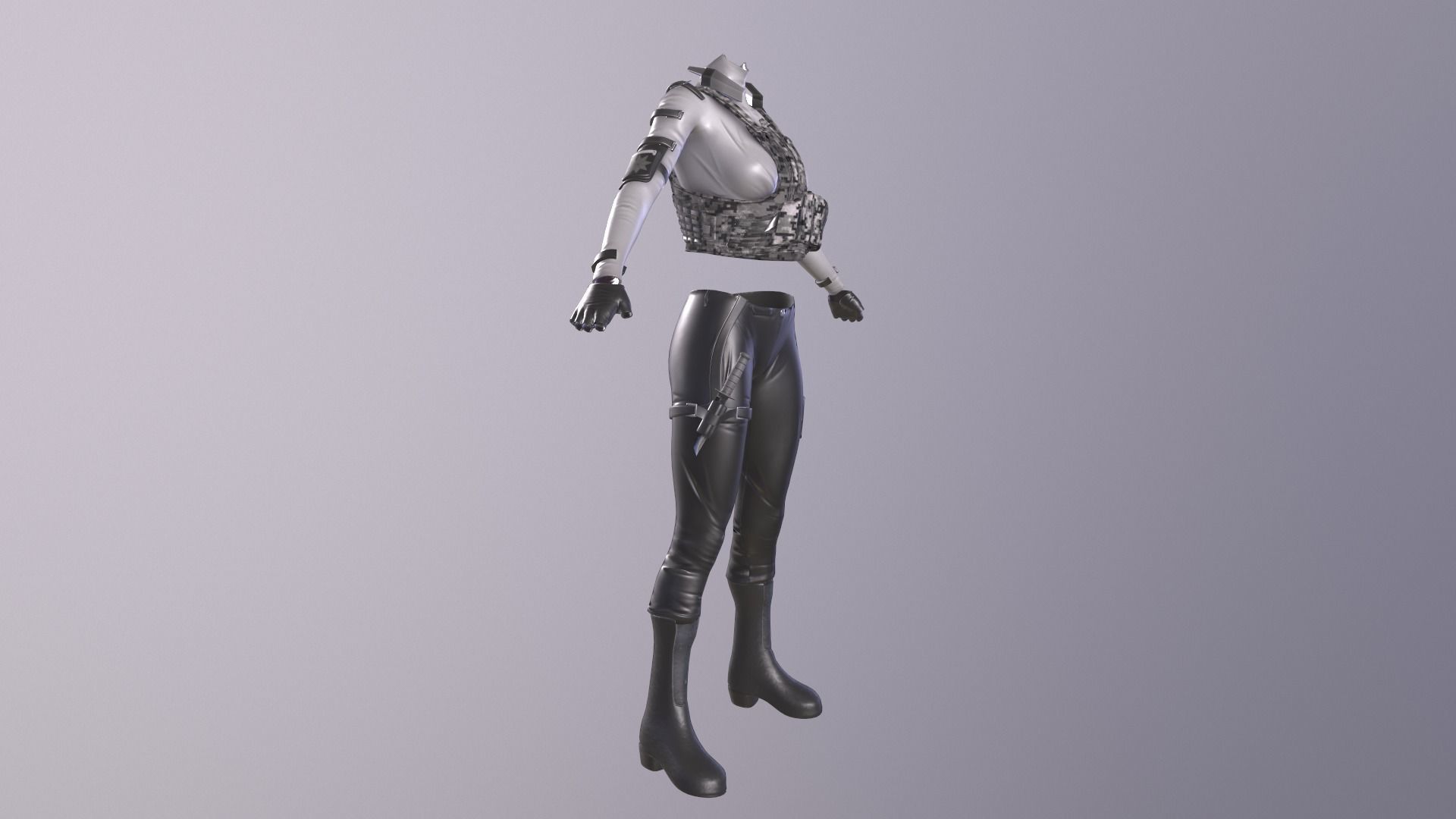 Female military spy cloth Low-poly 3D model_2
