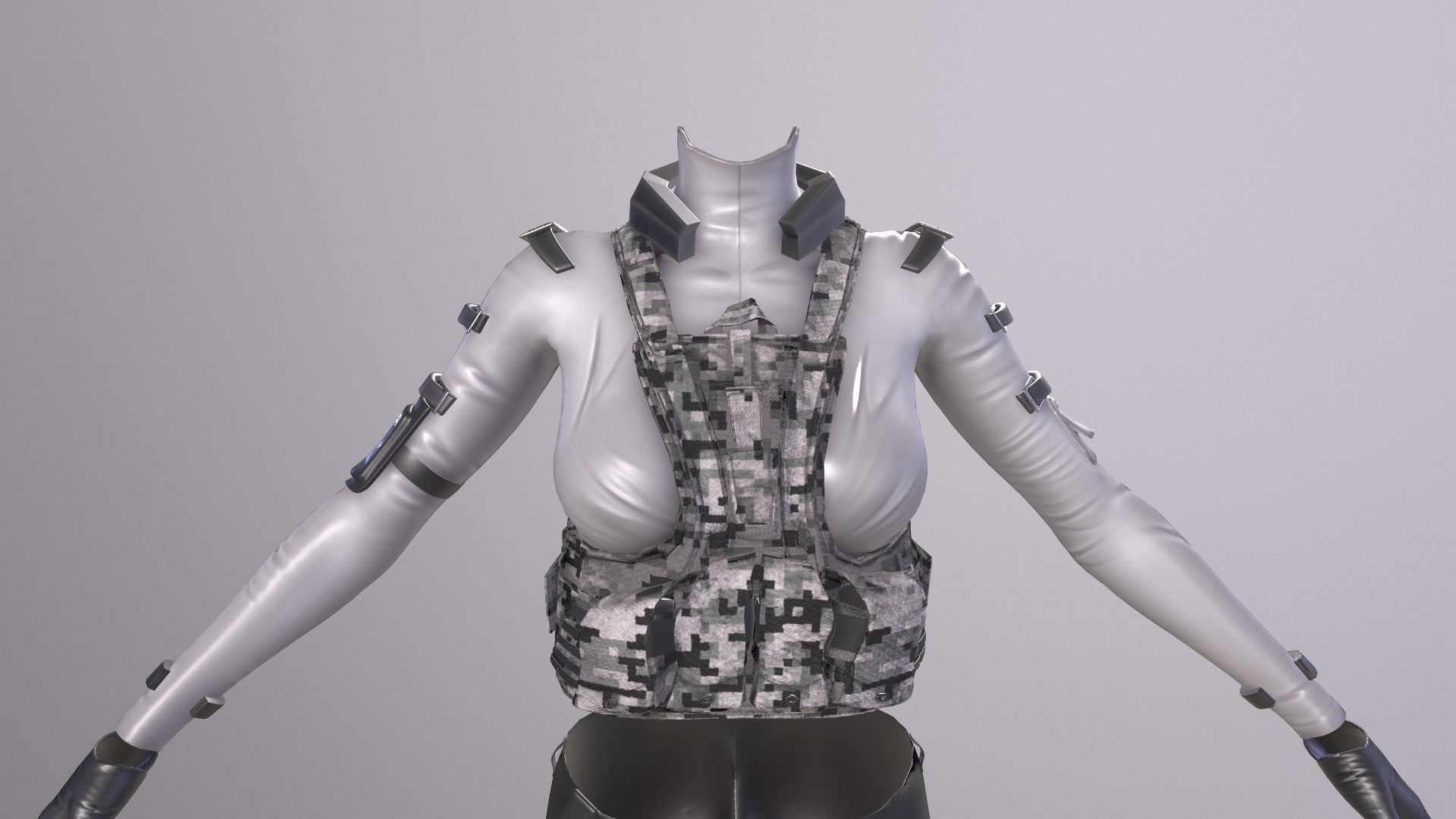 Female military spy cloth Low-poly 3D model_6