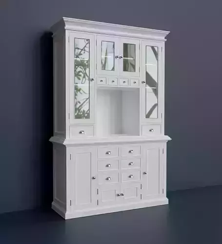White wooden kitchen cabinet 3D model