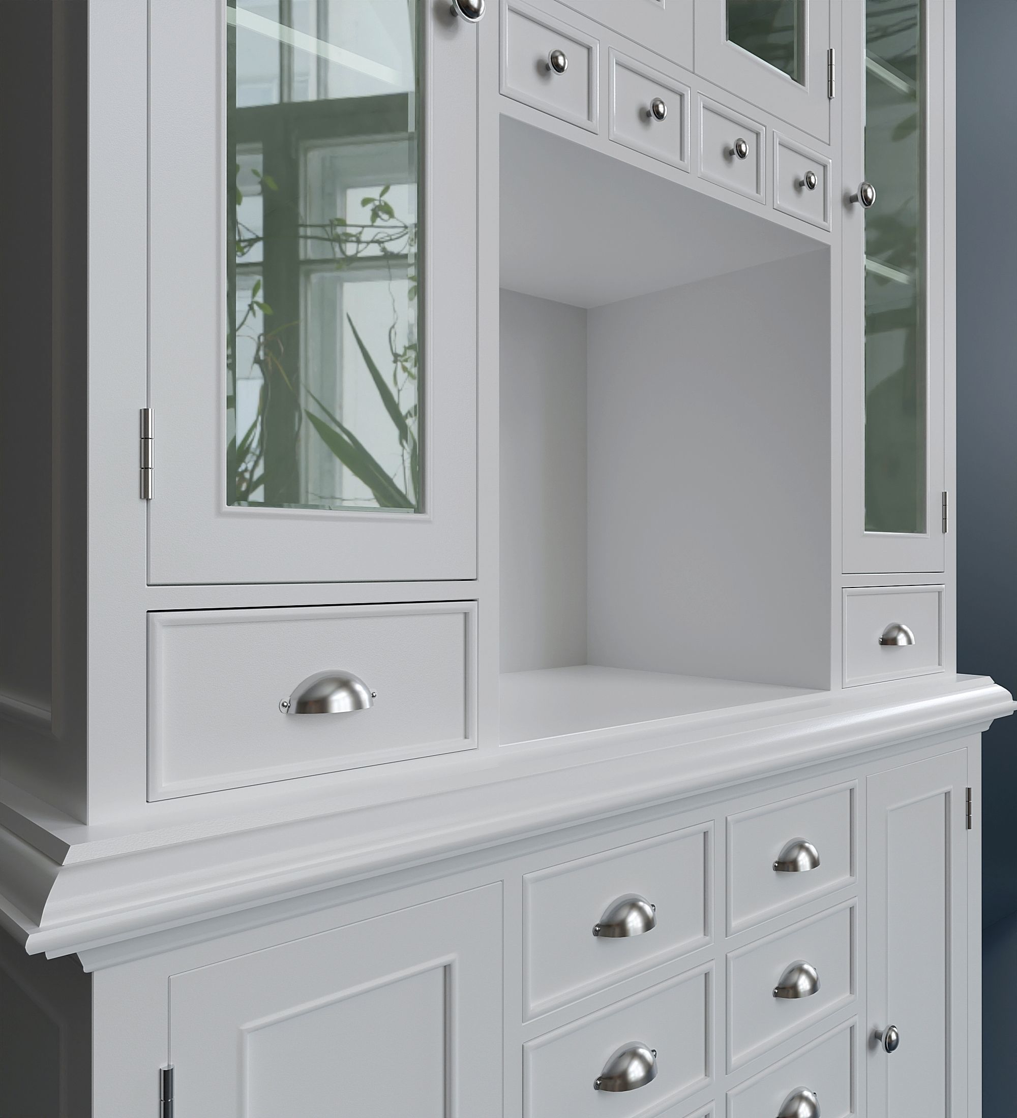 White wooden kitchen cabinet 3D model_3