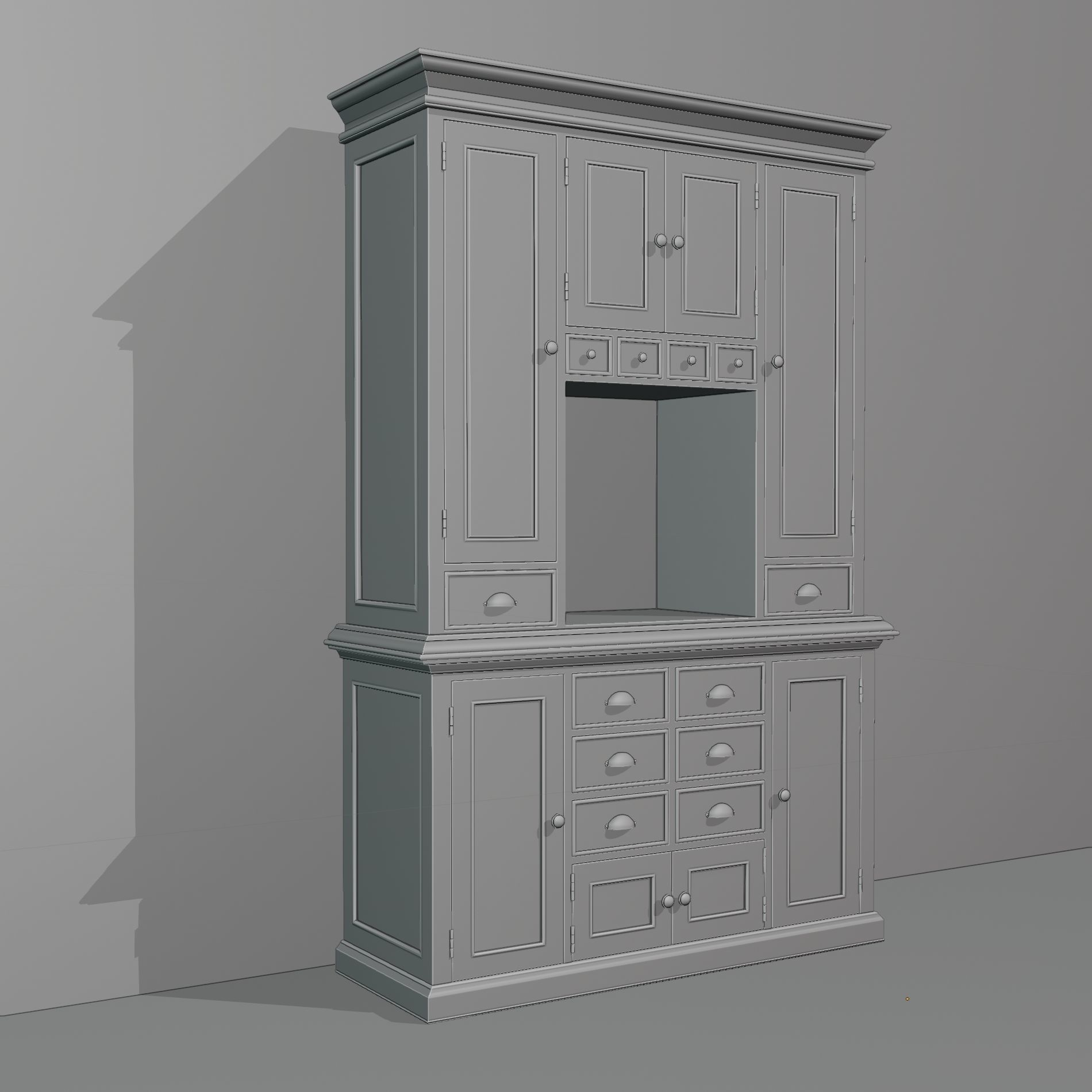White wooden kitchen cabinet 3D model_4