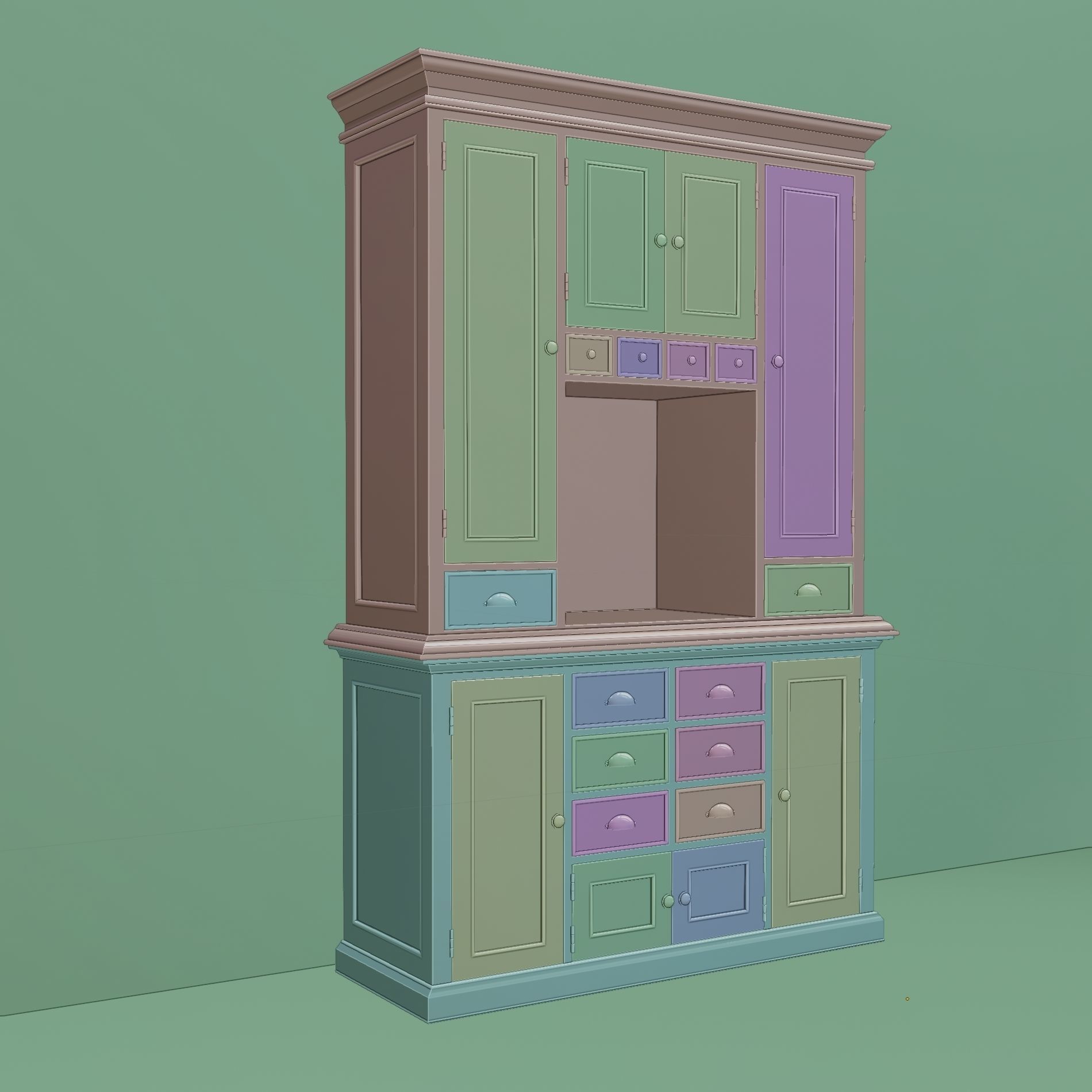 White wooden kitchen cabinet 3D model_5