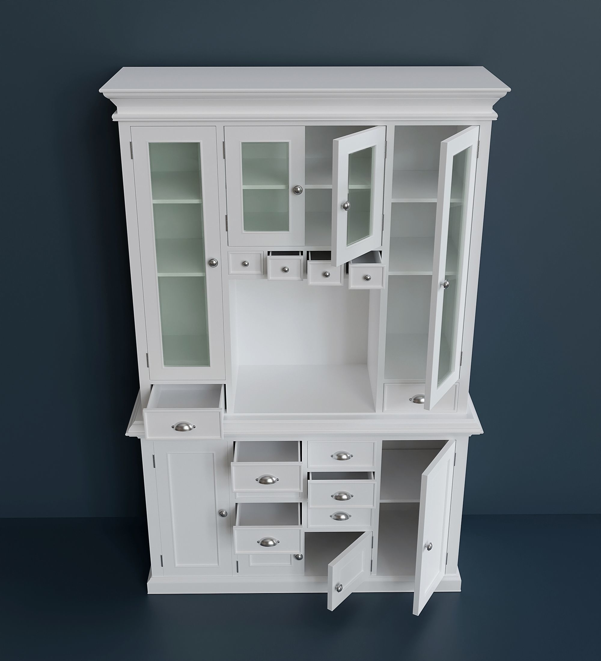 White wooden kitchen cabinet 3D model_2
