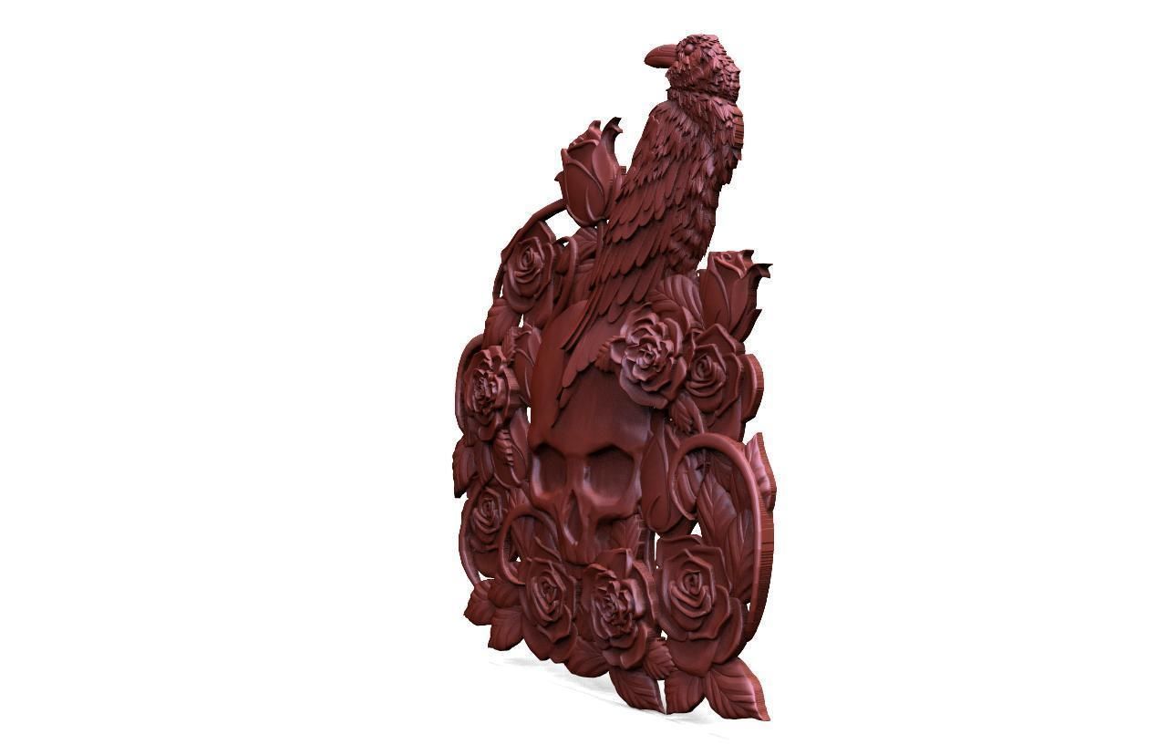 Crow and Skull CNC 3D print model_2