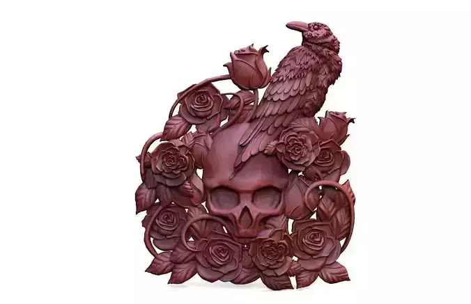 Crow and Skull CNC 3D print model