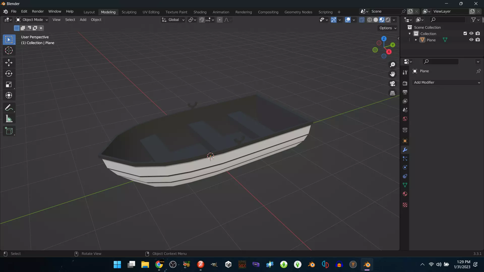 low poly rowboat boat Free low-poly 3D model