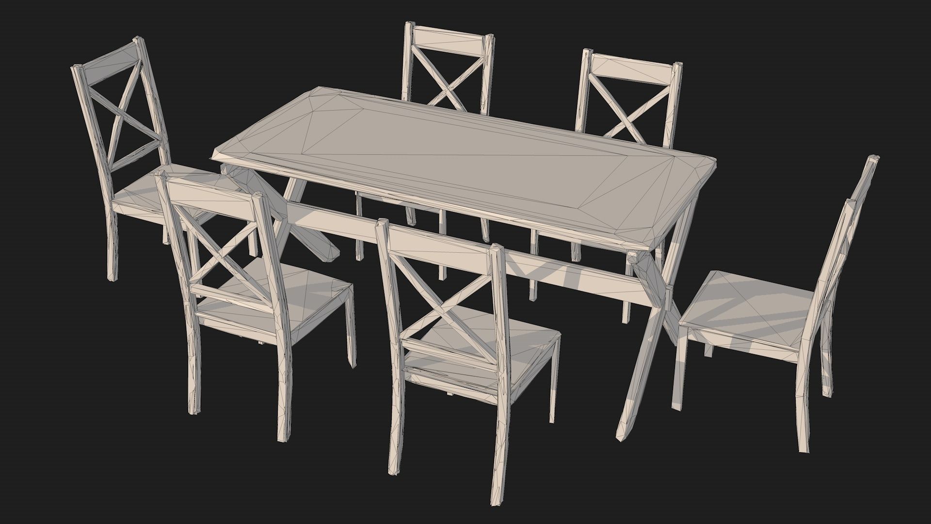 Dining Table and Chair Sets Low Poly 3D model | CGTrader