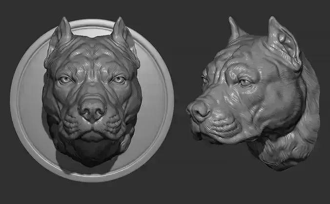 Pitbull gloomy head 3D print model