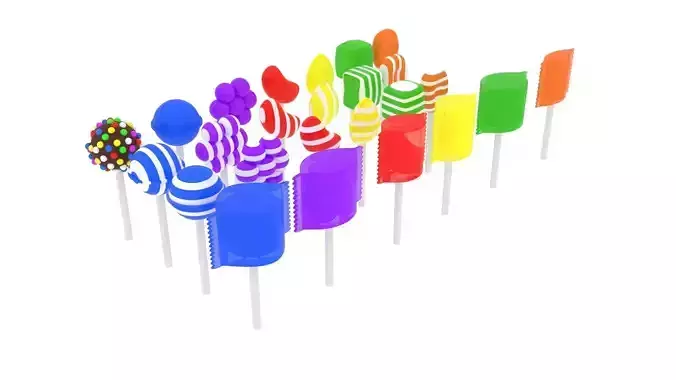 Candy Crush Candies Cake Pops Set 3D model