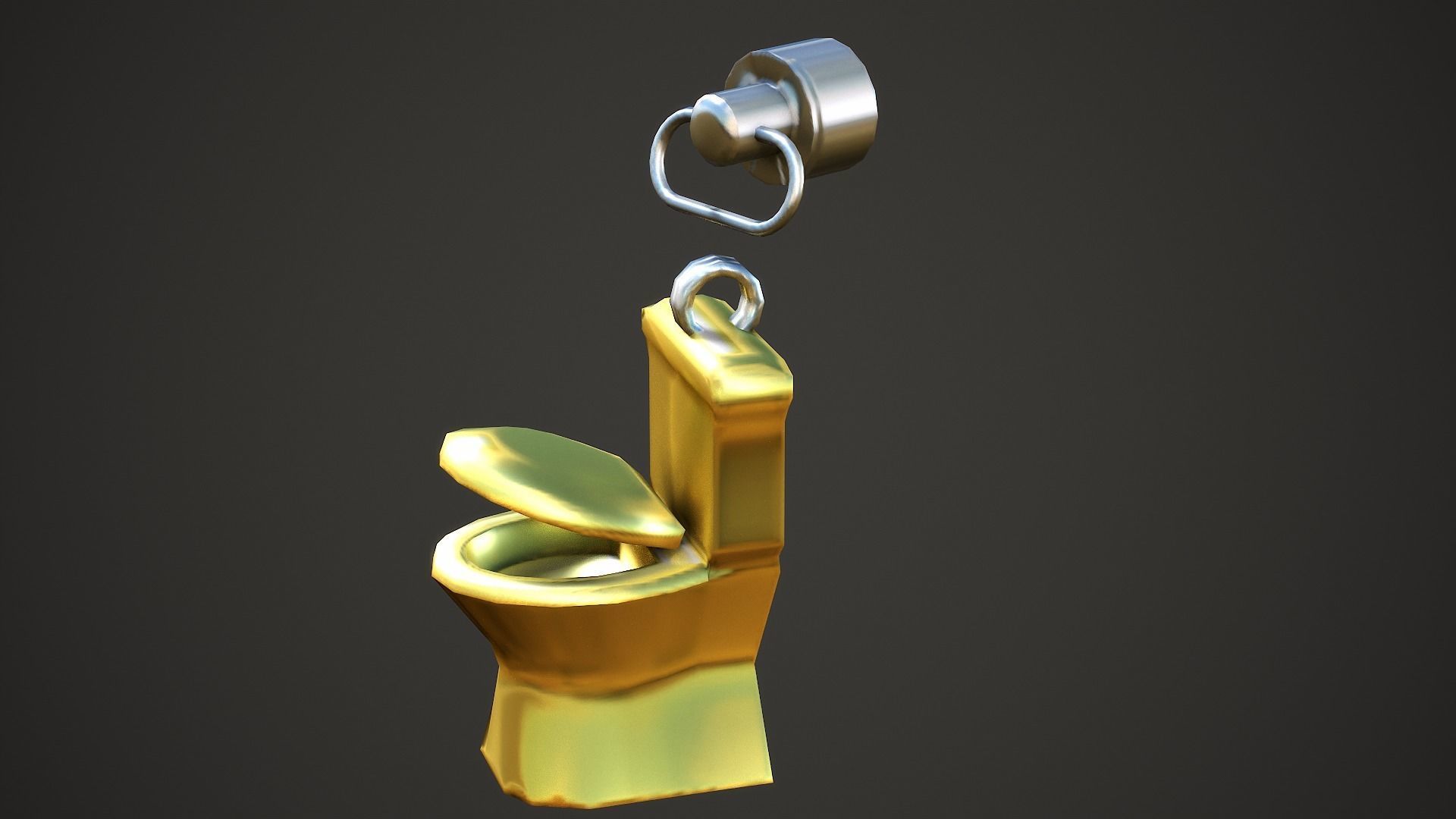 Golden Toilet Weapon Charm - Low Poly Game Ready Low-poly 3D model_8