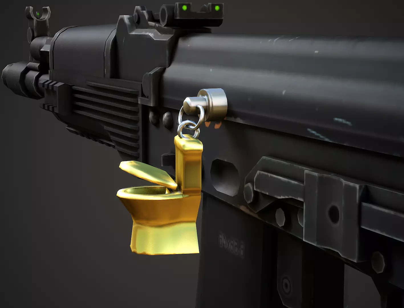 Golden Toilet Weapon Charm - Low Poly Game Ready Low-poly 3D model_0