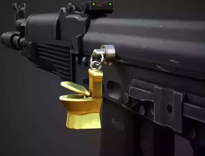Golden Toilet Weapon Charm - Low Poly Game Ready Low-poly 3D model