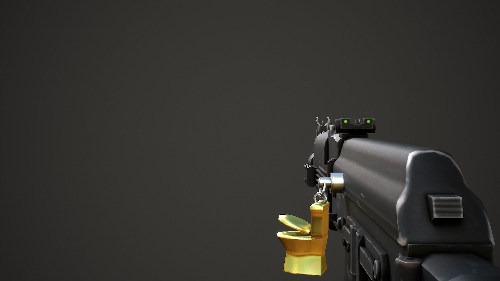 Golden Toilet Weapon Charm - Low Poly Game Ready Low-poly 3D model_2