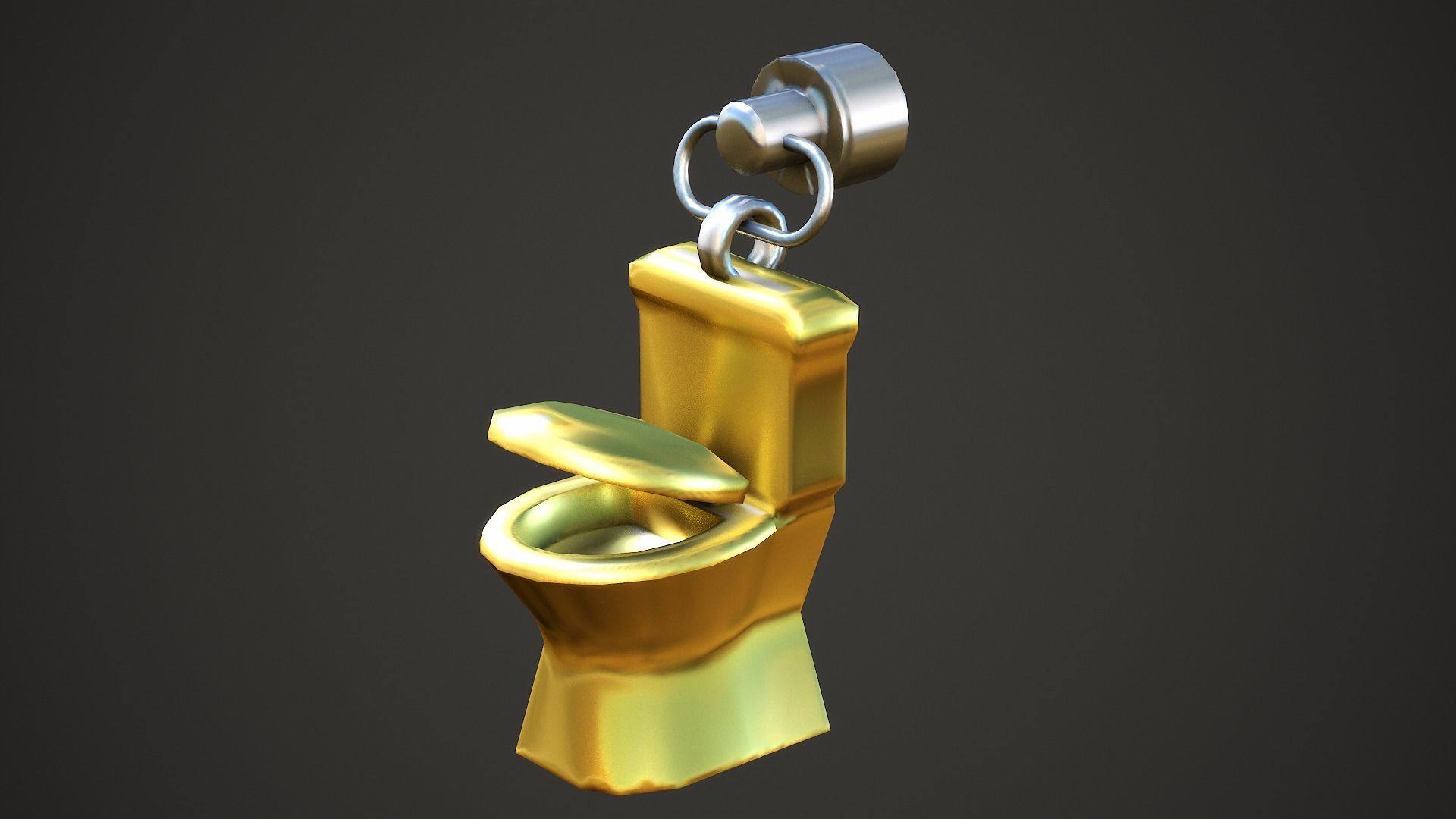 Golden Toilet Weapon Charm - Low Poly Game Ready Low-poly 3D model_4