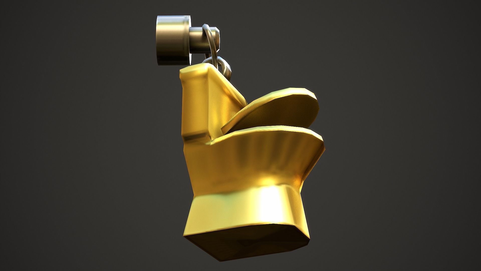 Golden Toilet Weapon Charm - Low Poly Game Ready Low-poly 3D model_9