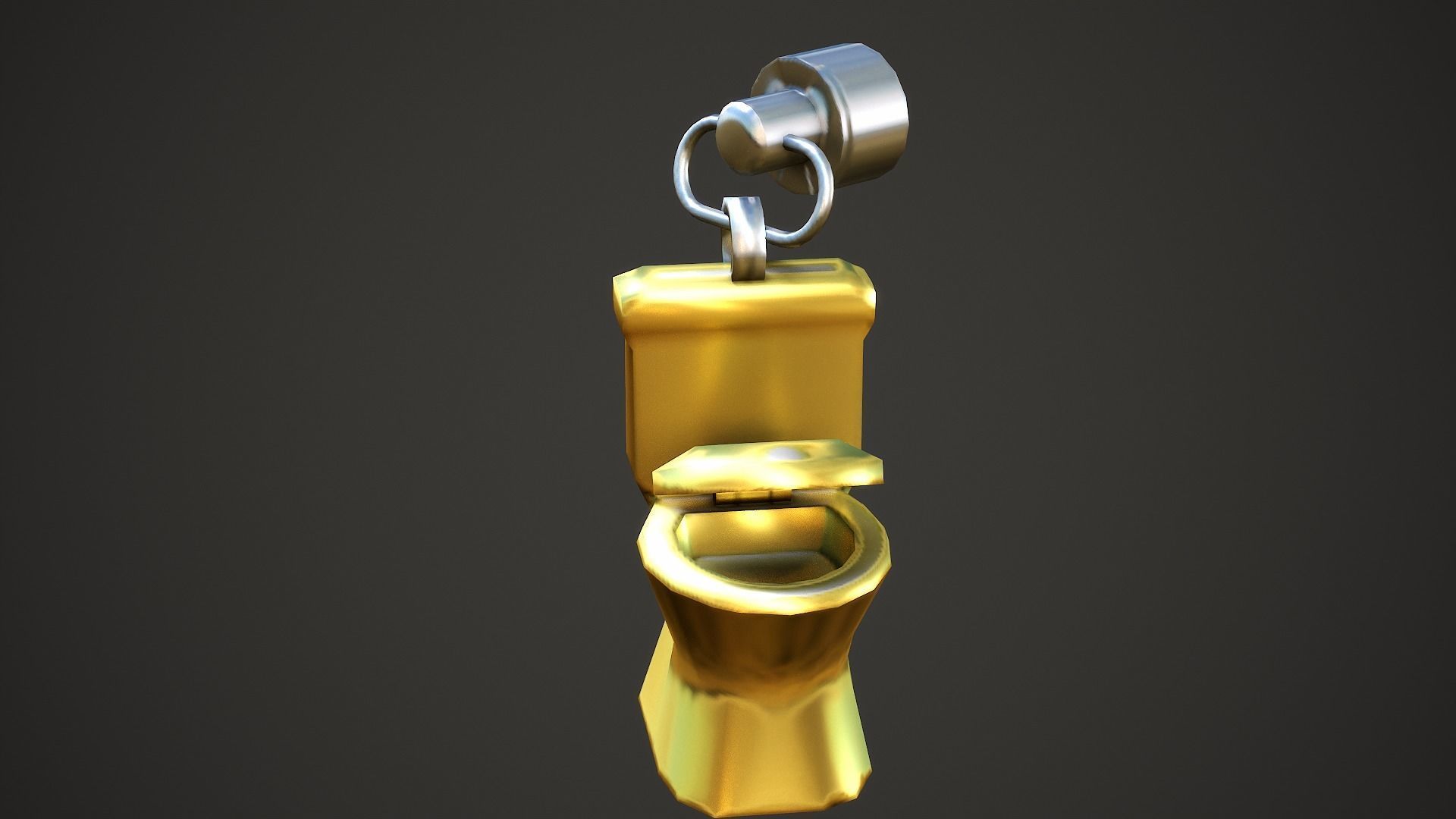 Golden Toilet Weapon Charm - Low Poly Game Ready Low-poly 3D model_5