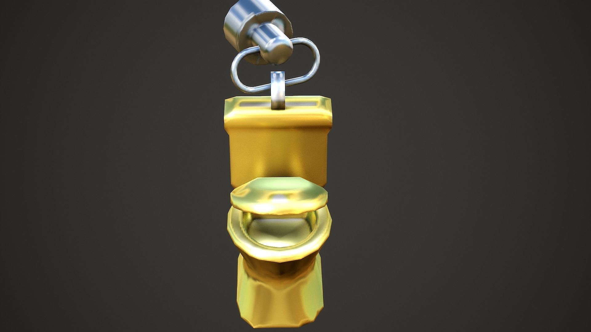 Golden Toilet Weapon Charm - Low Poly Game Ready Low-poly 3D model_10