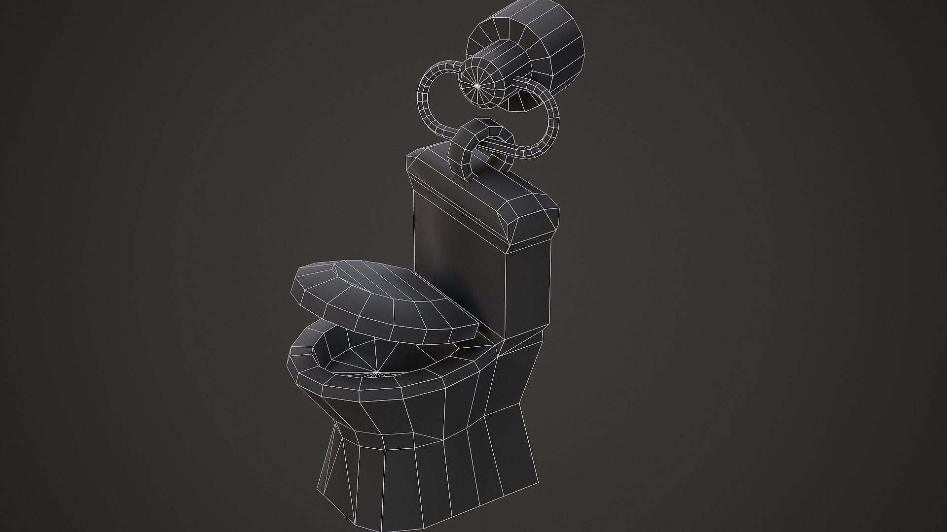 Golden Toilet Weapon Charm - Low Poly Game Ready Low-poly 3D model_14