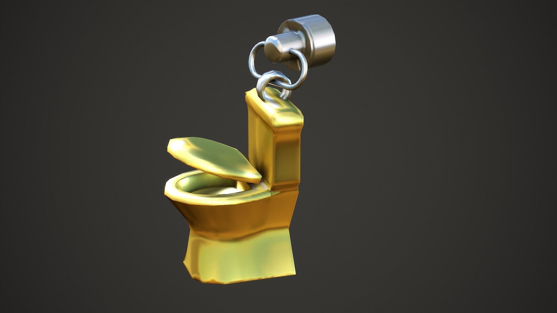 Golden Toilet Weapon Charm - Low Poly Game Ready Low-poly 3D model_7