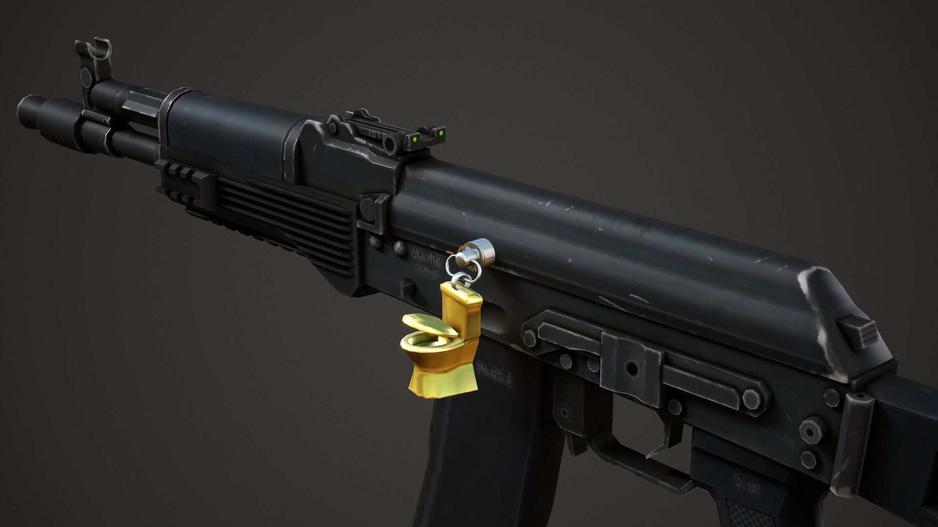 Golden Toilet Weapon Charm - Low Poly Game Ready Low-poly 3D model_1