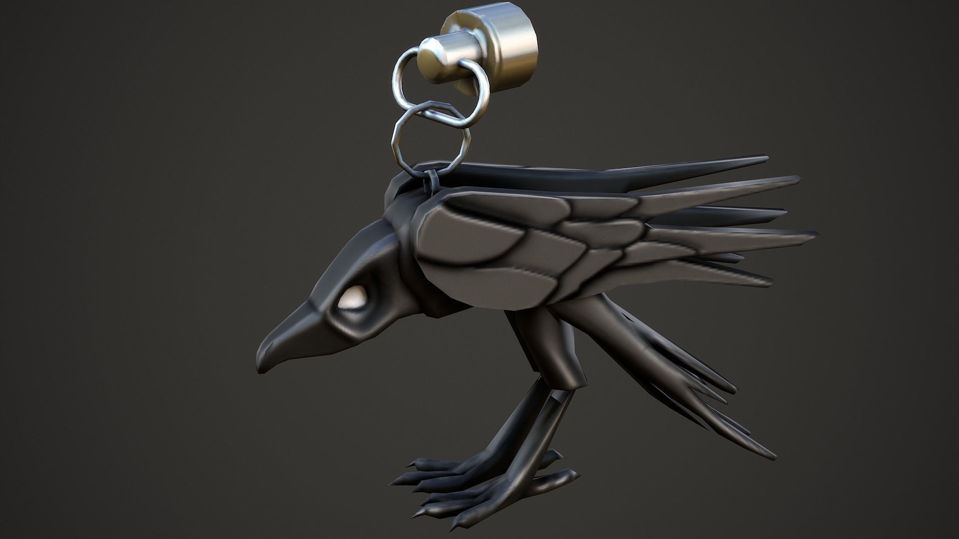 Raven Weapon Charm - Low Poly Game Ready Low-poly 3D model_5
