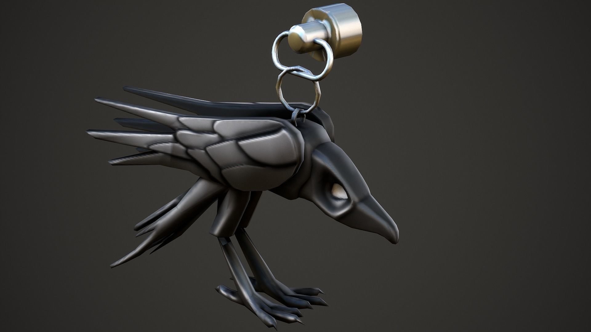 Raven Weapon Charm - Low Poly Game Ready Low-poly 3D model_4