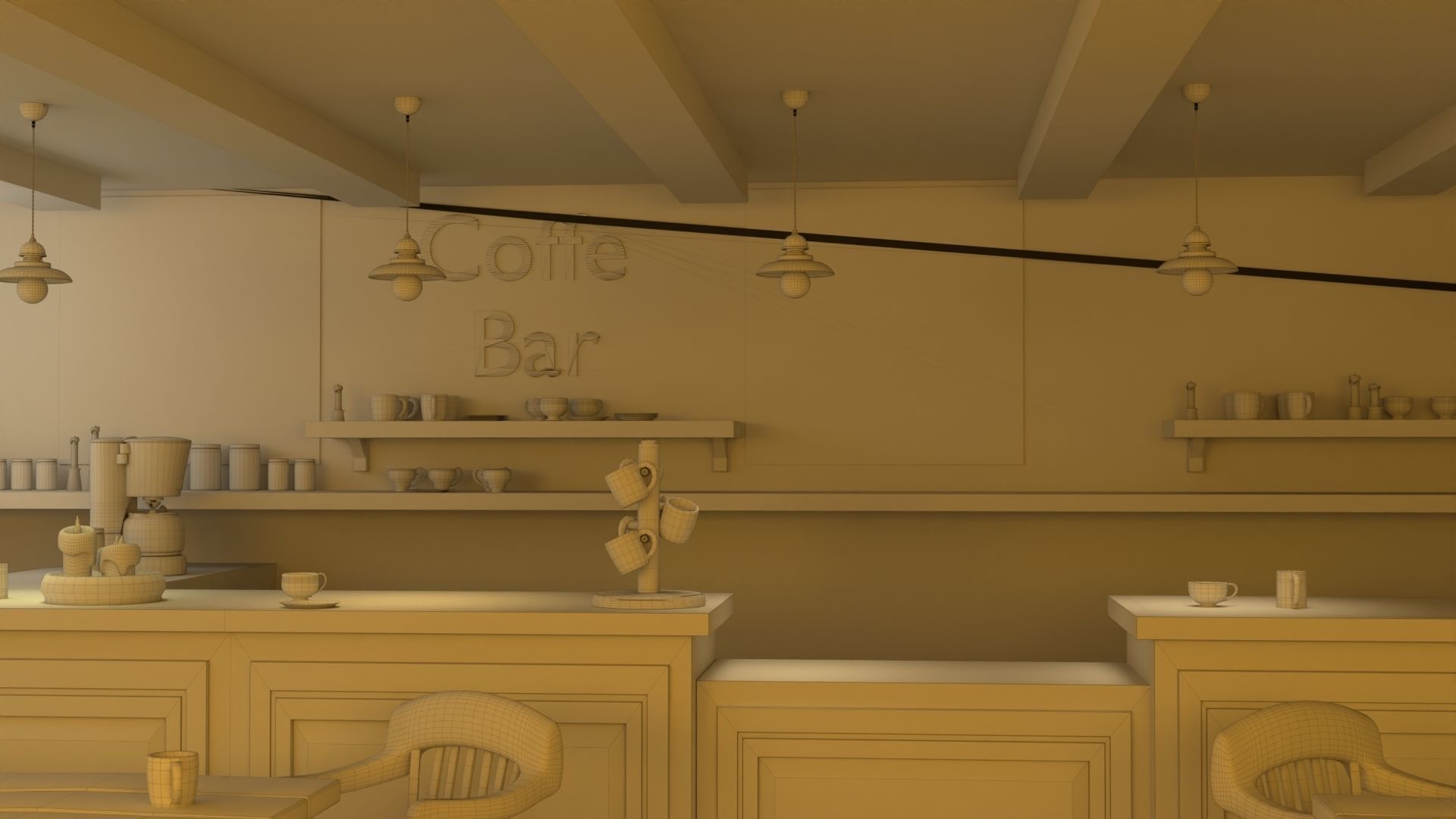 Coffee Shop 3D model_11