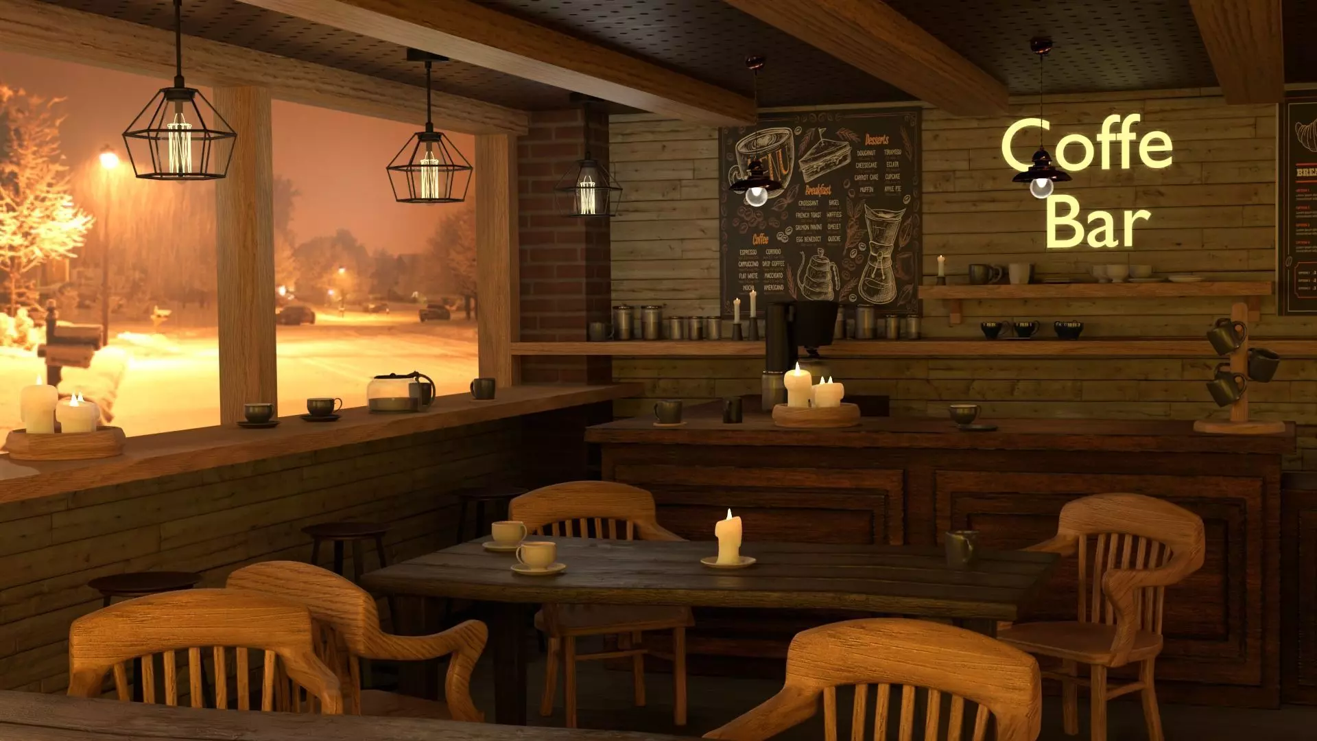 Coffee Shop 3D model_0