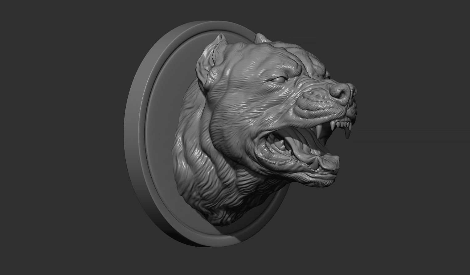 Pitbull grin head 3D print model_2