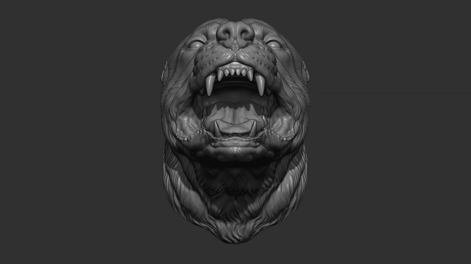 Pitbull grin head 3D print model_10