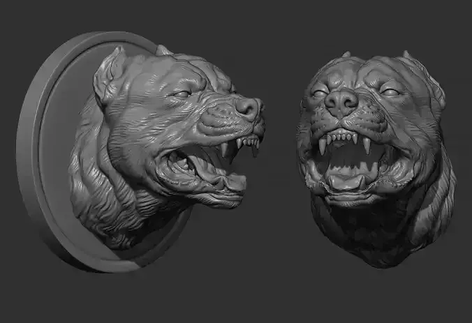 Pitbull grin head 3D print model