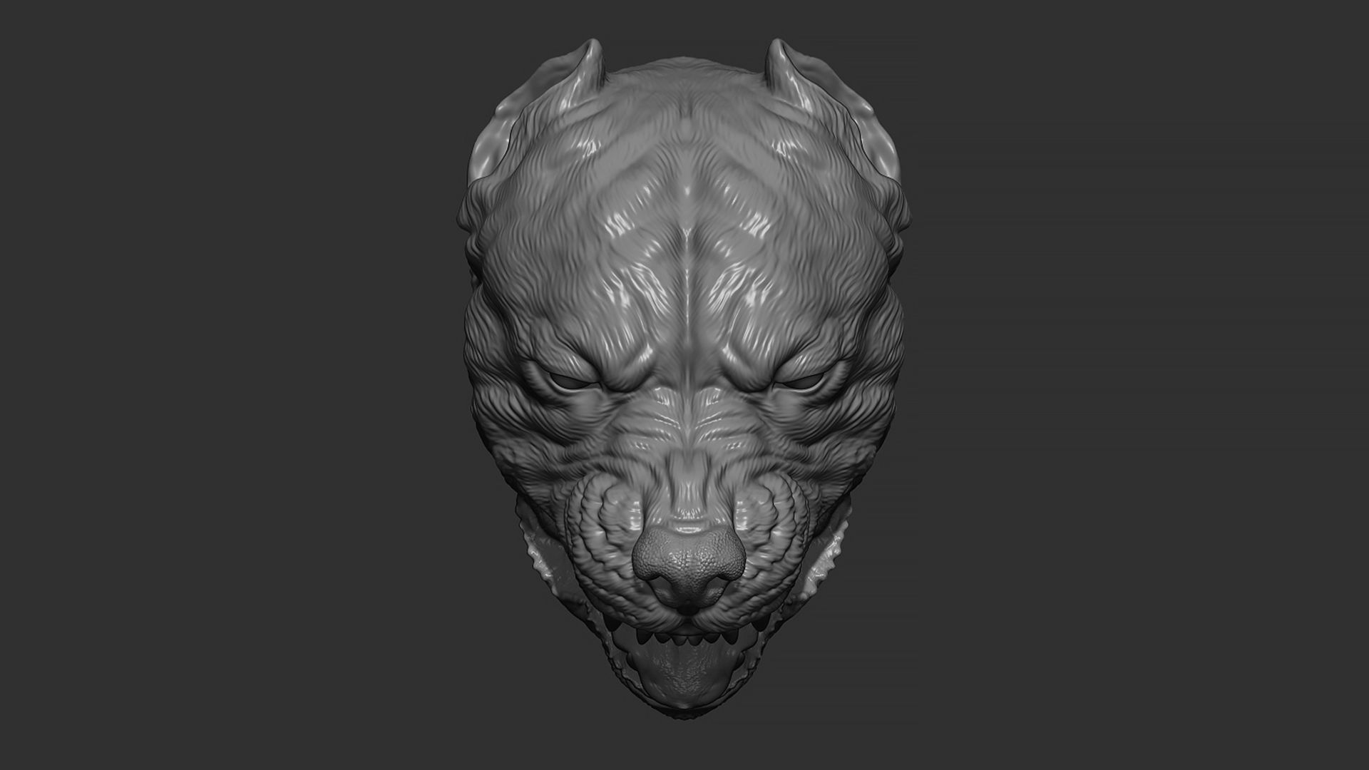 Pitbull grin head 3D print model_4