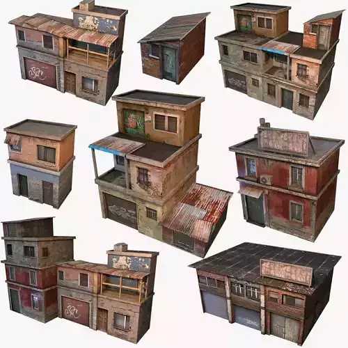 House Geto Construct Low Poly Low-poly 3D model