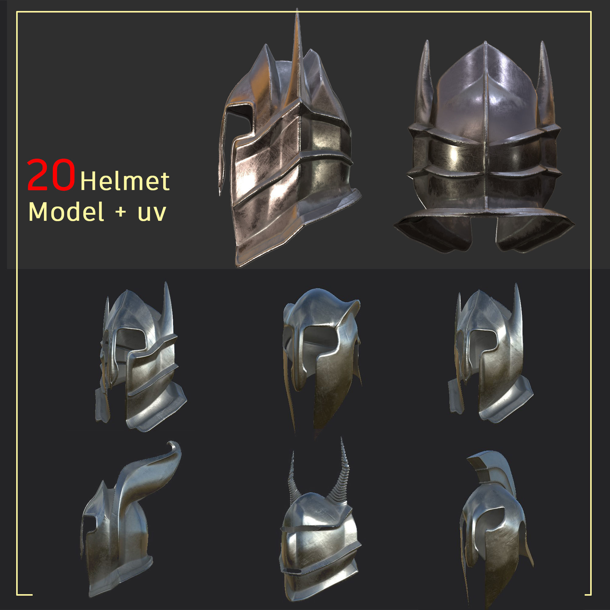20 helmets models 3D model_1