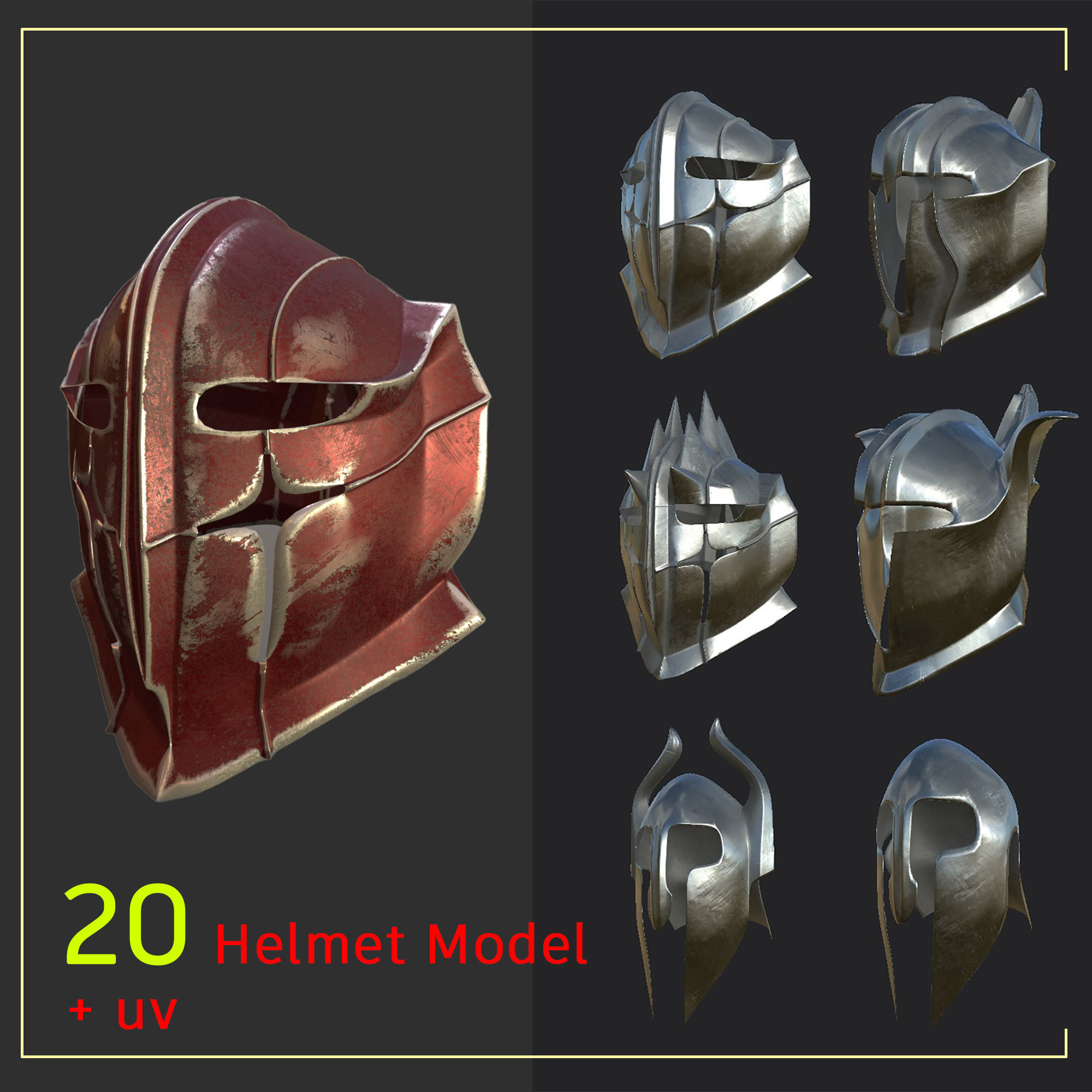 20 helmets models 3D model_4