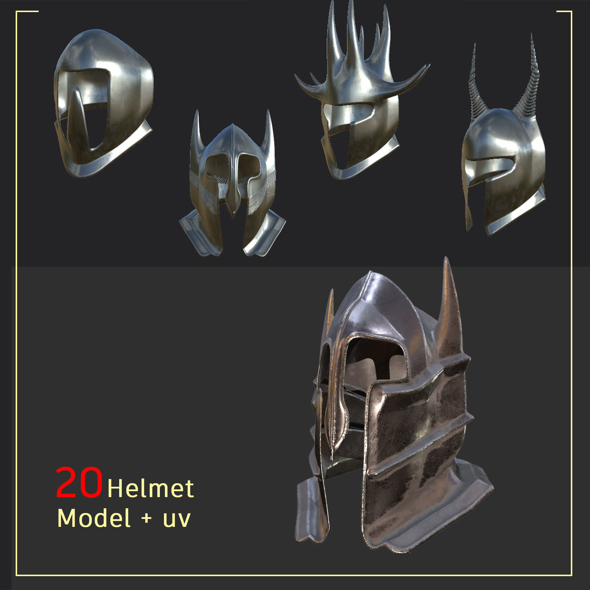 20 helmets models 3D model_2