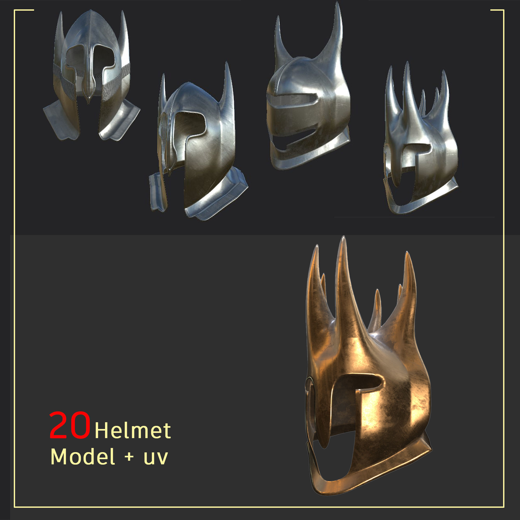 20 helmets models 3D model_5