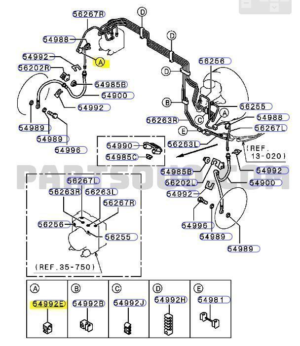 Mitsubishi Lancer MR129462 Brake Fluid Line Clip  3D print model_1
