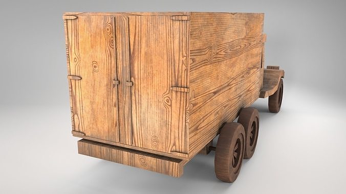 Wood Toy Truck 2 Low-poly 3D model 6