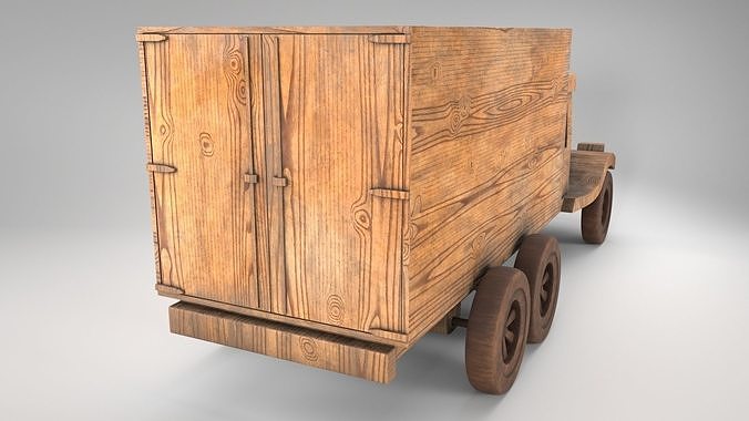 Wood Toy Truck 2 Low-poly 3D model 7