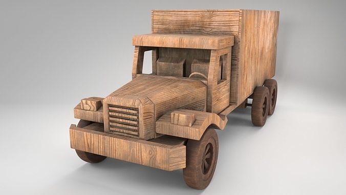 Wood Toy Truck 2 Low-poly 3D model 3