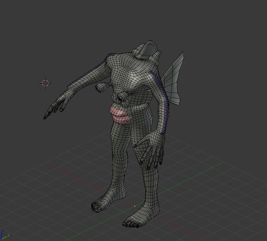 Humanoid AquaCreature BASE MESH Free 3D model_3