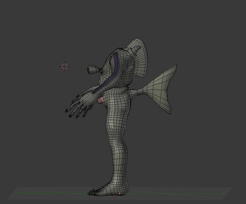 Humanoid AquaCreature BASE MESH Free 3D model_0