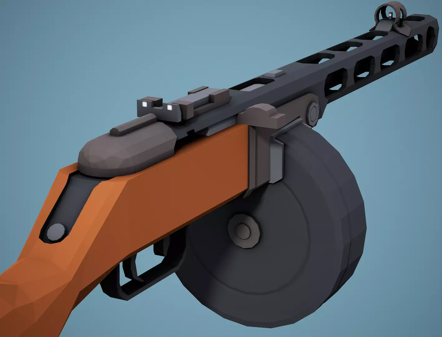 Stylized Ppsh-41 SMG Low Poly Game Ready Low-poly 3D model_0
