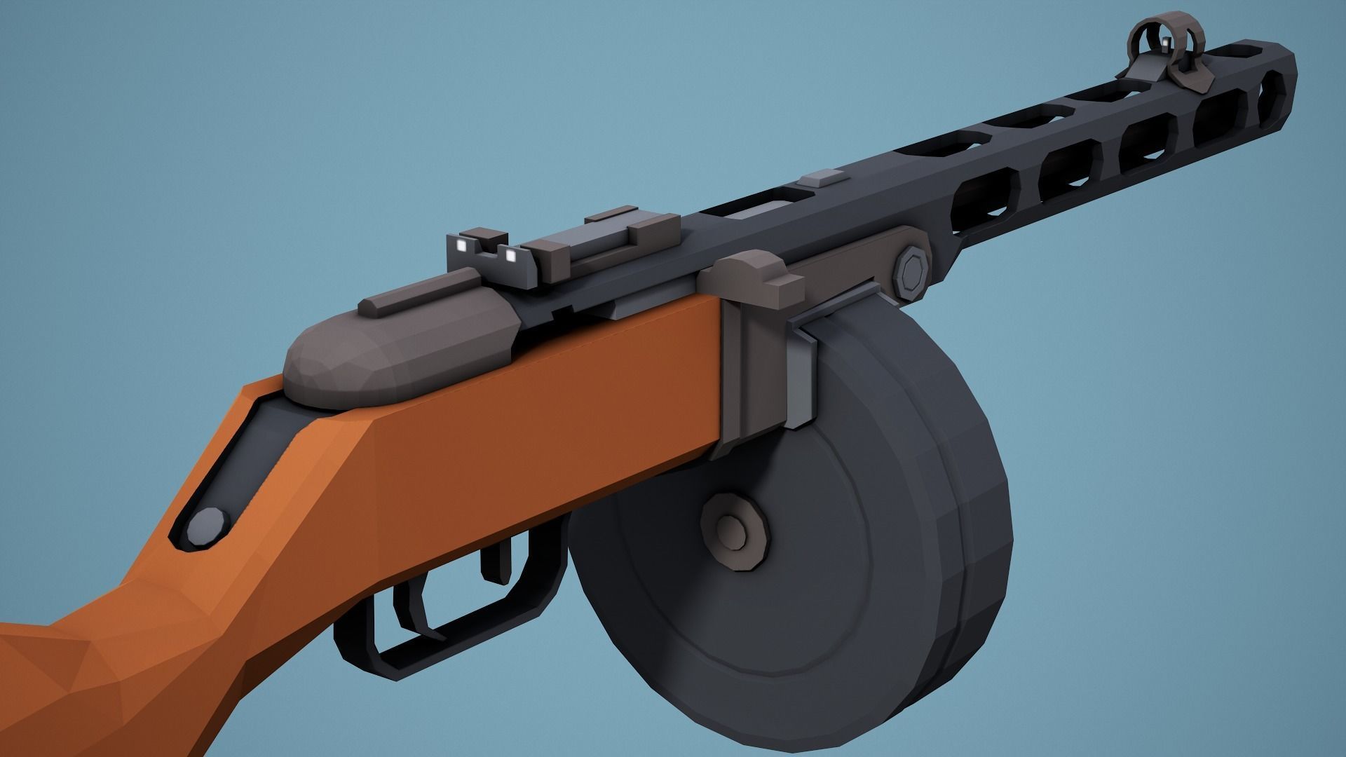 Stylized Ppsh-41 SMG Low Poly Game Ready Low-poly 3D model_1