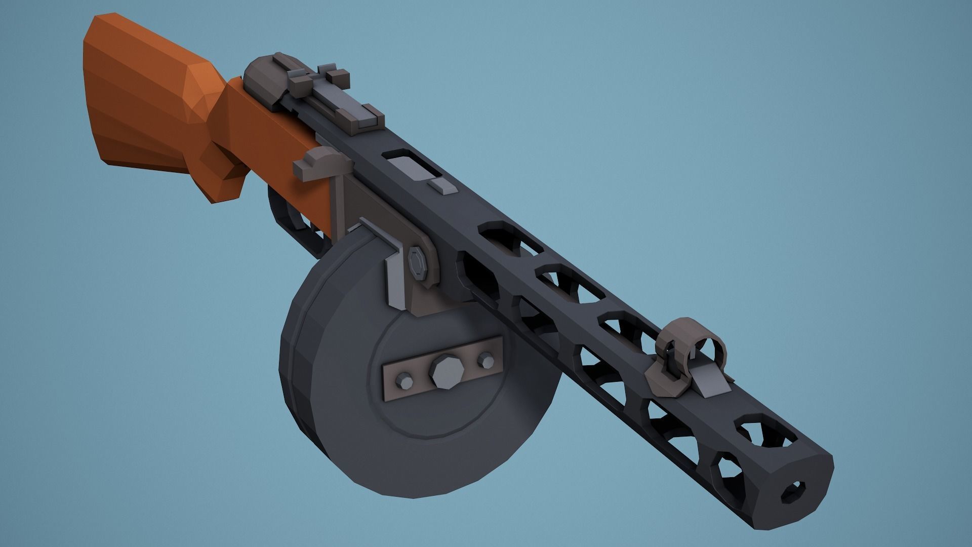 Stylized Ppsh-41 SMG Low Poly Game Ready Low-poly 3D model_5