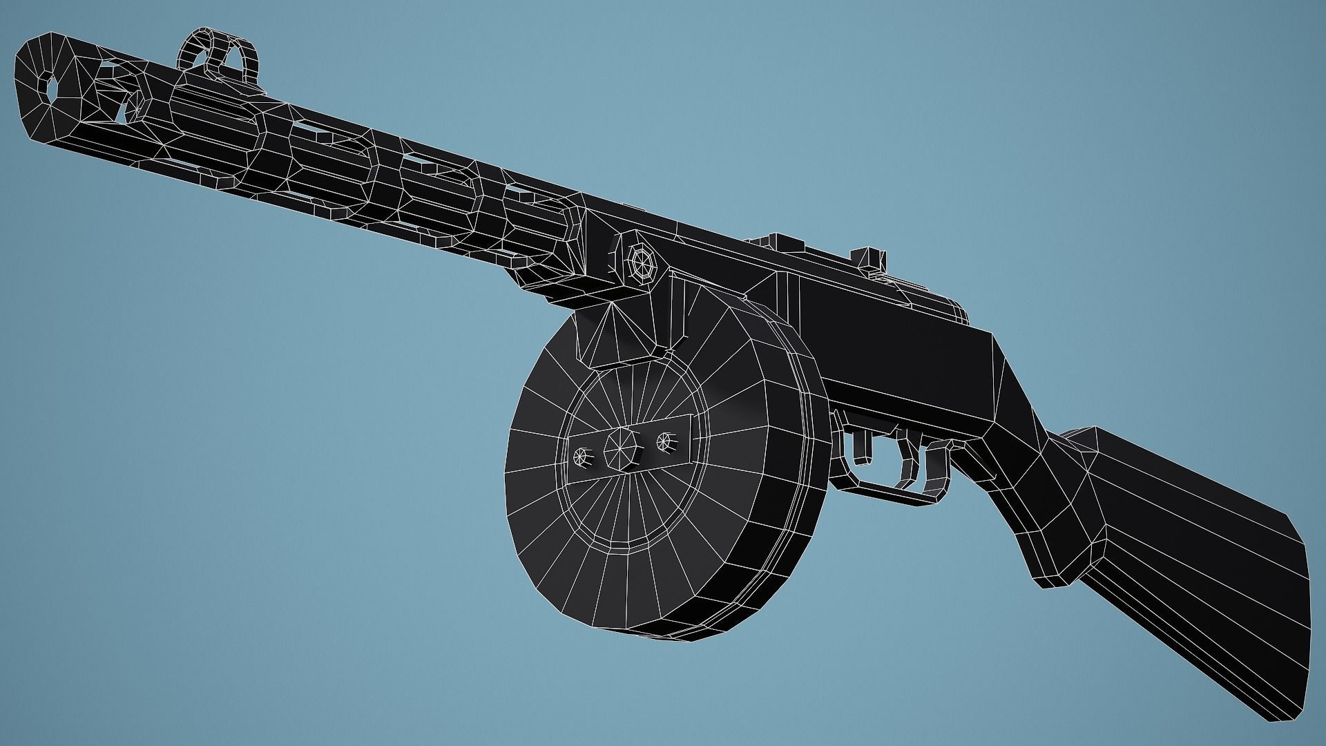 Stylized Ppsh-41 SMG Low Poly Game Ready Low-poly 3D model_14