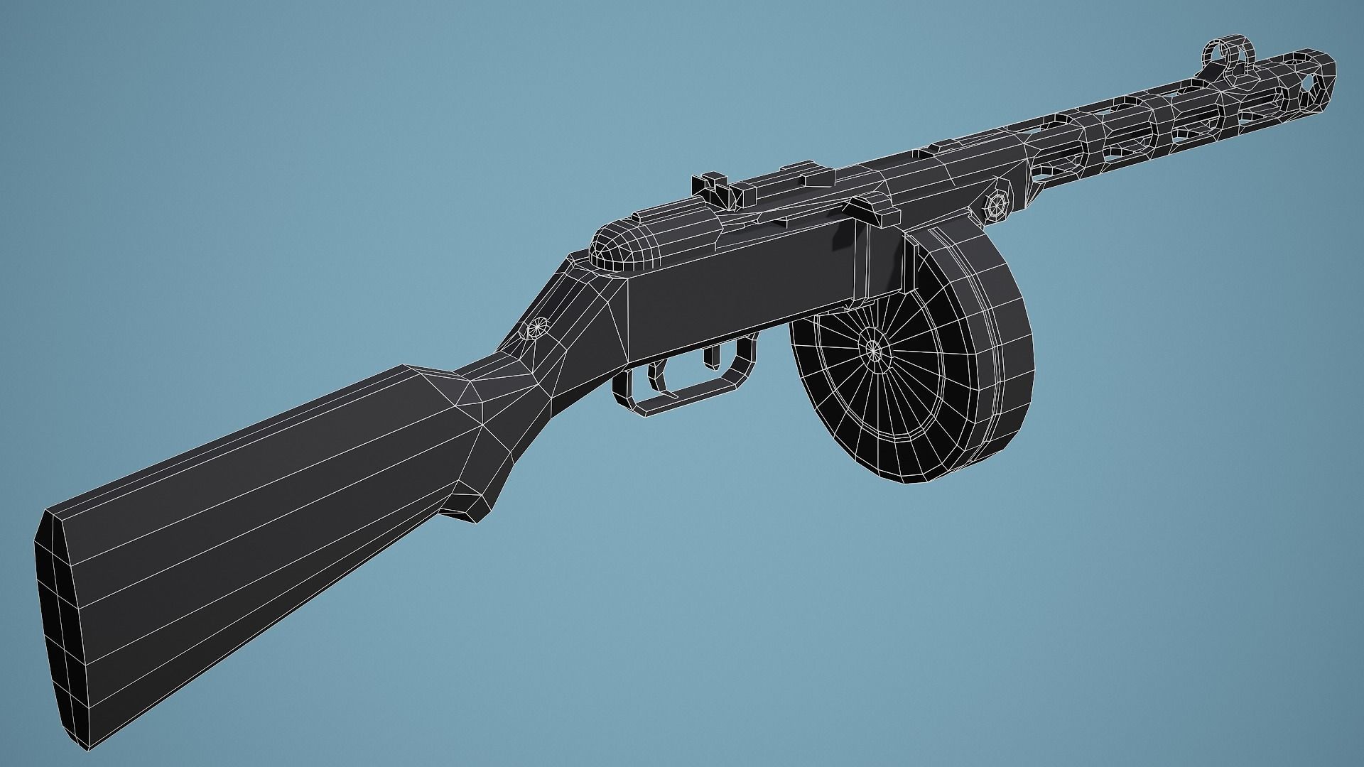 Stylized Ppsh-41 SMG Low Poly Game Ready Low-poly 3D model_13